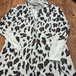 New with Taga Double Take Women's Leopard Print Open Front Cardigan Size Large